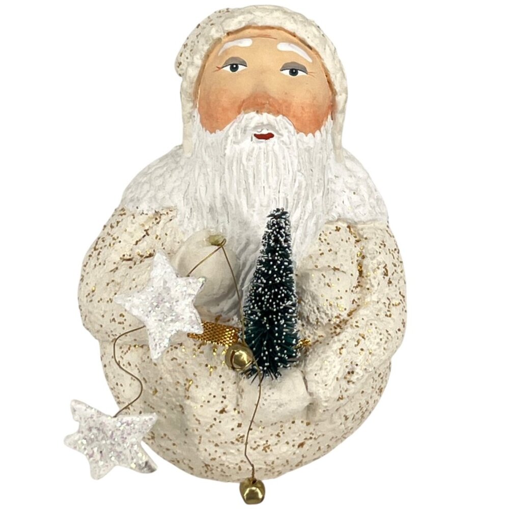 Department 56 Father Frost Figurine With Stars Tree Ivory Gold Glitter